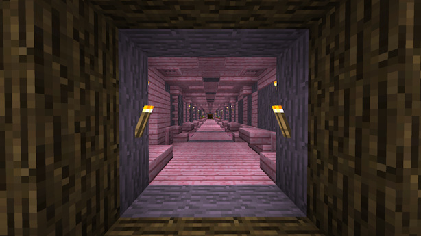 View of the pink hallway