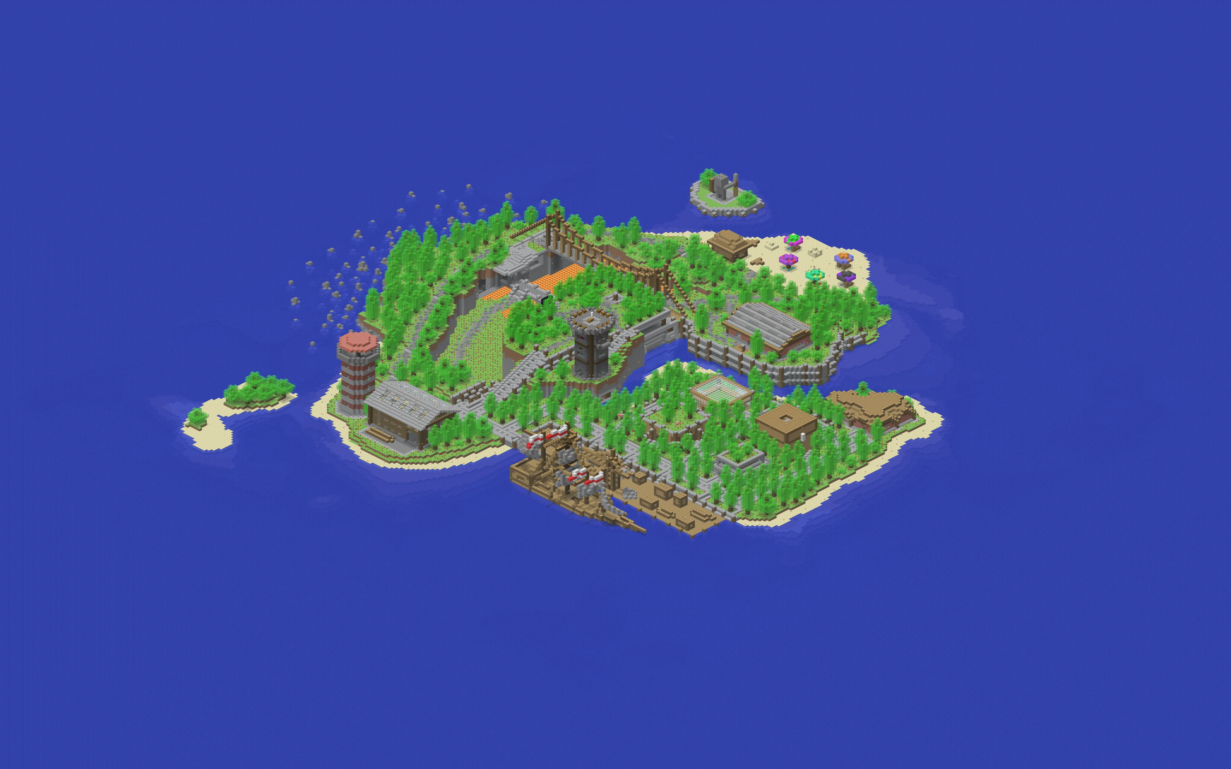 Isometric screenshot of my Minecraft Indev island world