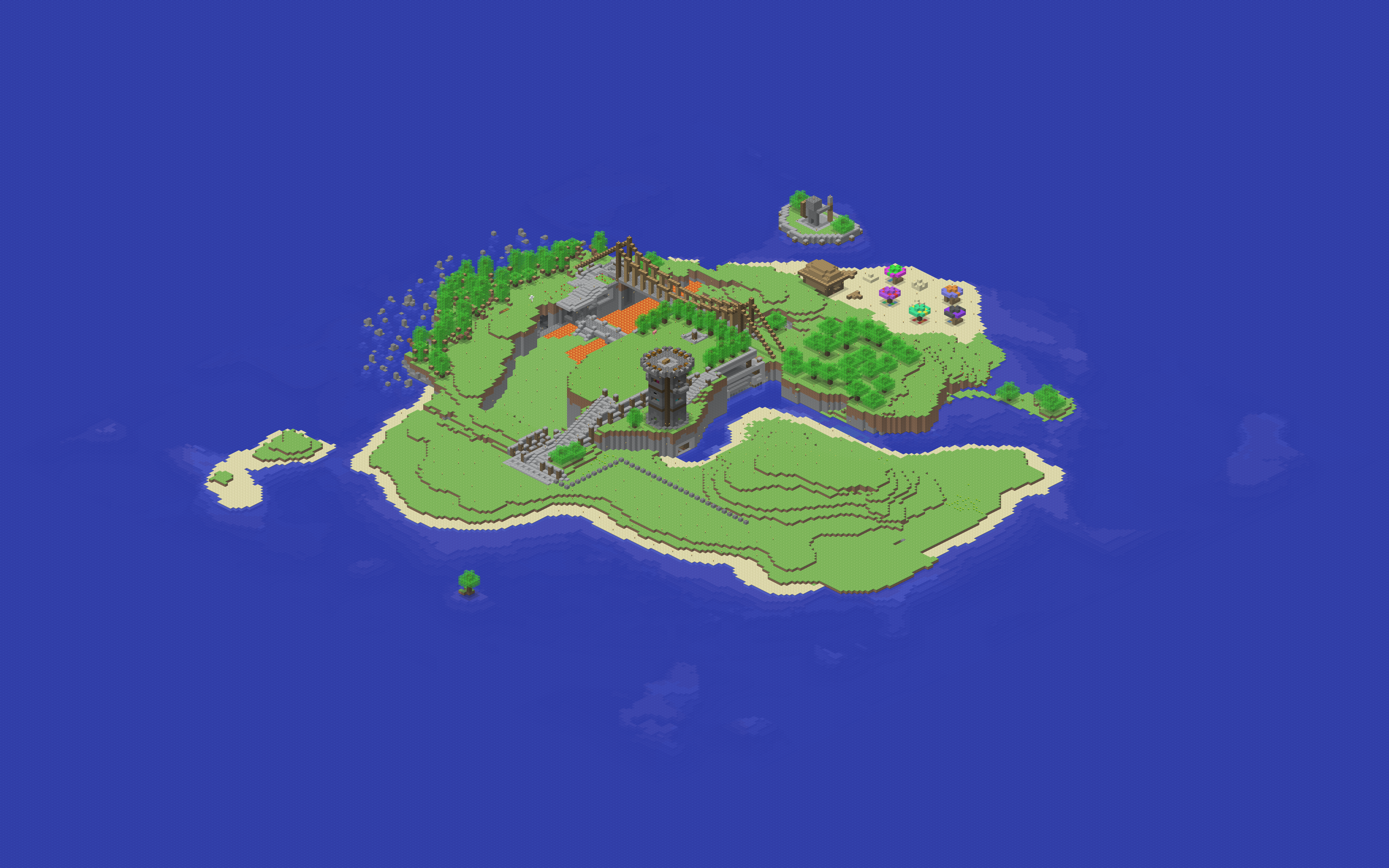 Isometric screenshot of my Minecraft Indev island world