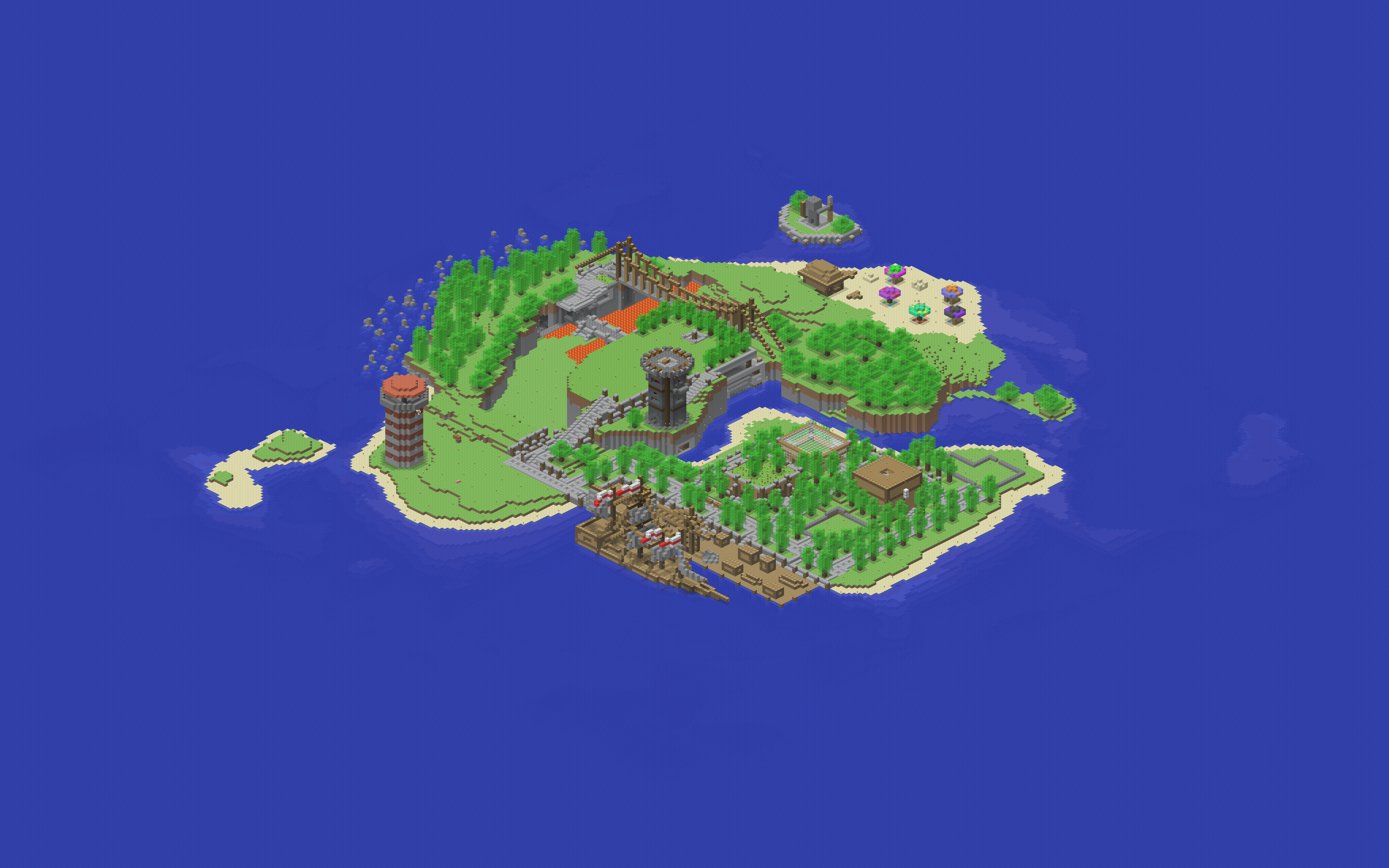 Isometric screenshot of my Minecraft Indev island world